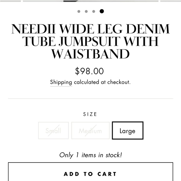 NEEDII WIDE LEG DENIM TUBE JUMPSUIT NWOT - Picture 5 of 7